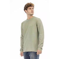 Distretto12 Chic Green Crew Neck Sweater with Embroidered Logo