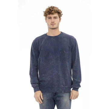 Distretto12 Chic Blue Fleece Sweater with Crew Neck