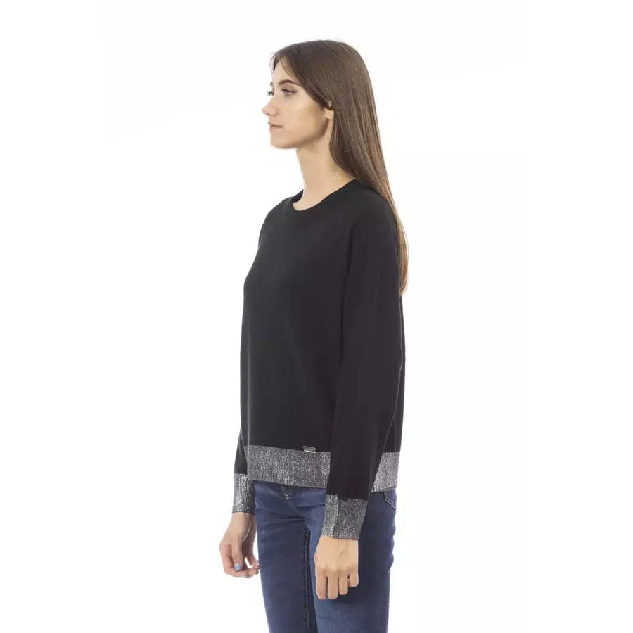 Baldinini Trend Chic Monogram Crew Neck Cashmere-Blend Sweater