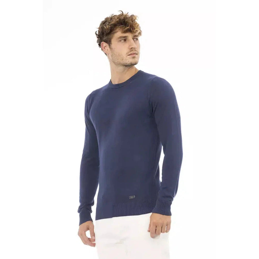 Baldinini Trend Elegant Blue Crew Neck Cashmere Blend Sweater
