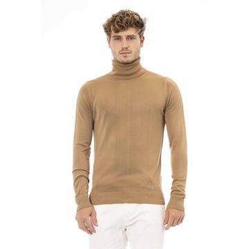 Baldinini Trend Beige Modal-Cashmere Turtleneck Sweater