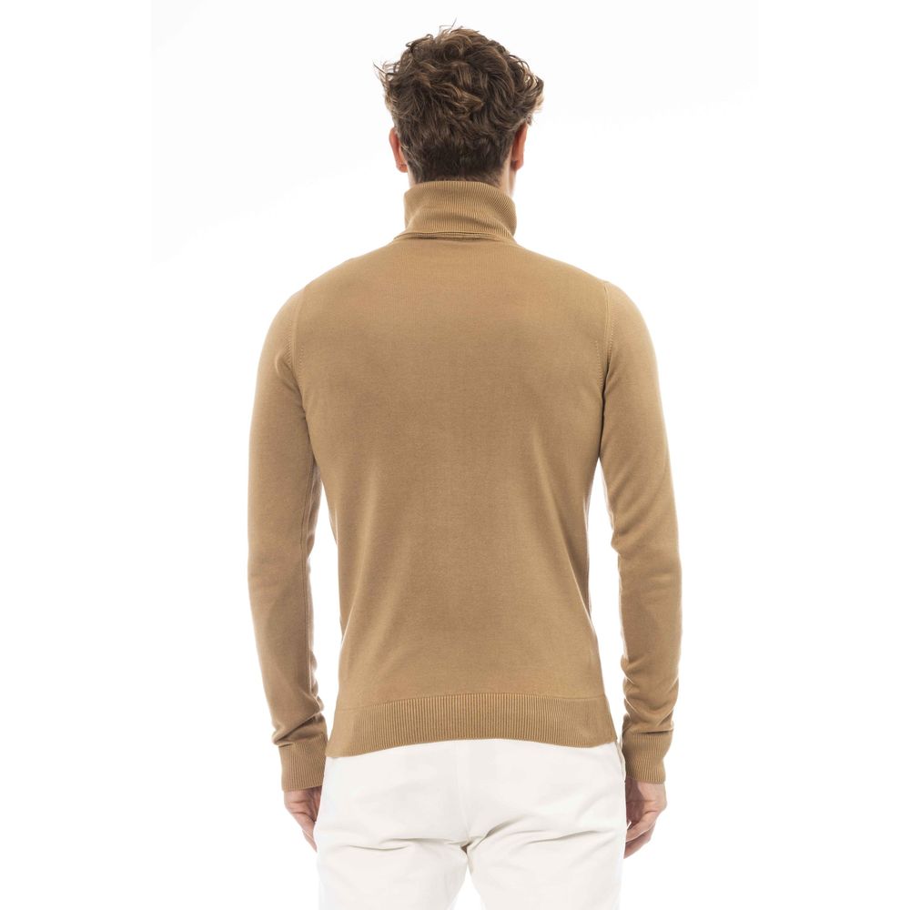 Baldinini Trend Beige Cashmere-Blend Turtleneck Sweater