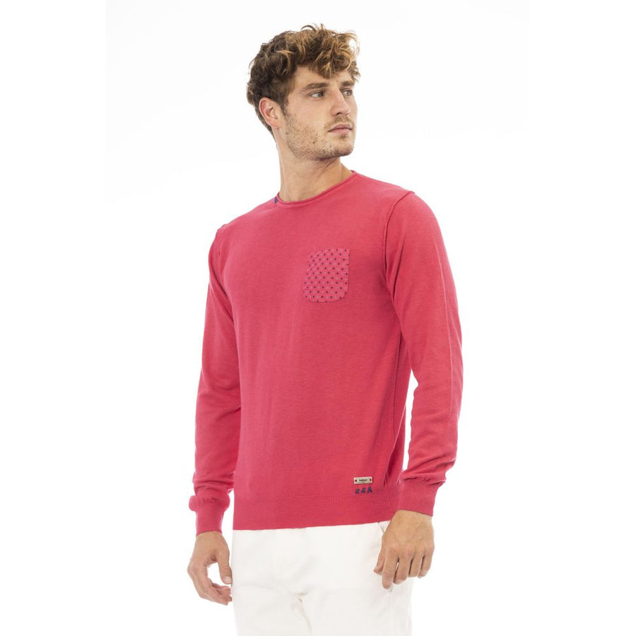 Baldinini Trend Crew Neck Cotton Sweater with Metal Monogram