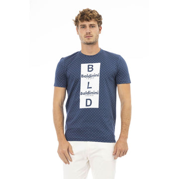 Baldinini Trend Sleek Blue Cotton Tee with Chic Front Print