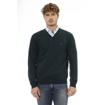 Sergio Tacchini Vibrant Green V-Neck Wool Sweater