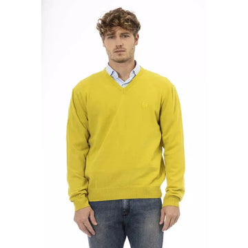 Sergio Tacchini Chic V-Neck Wool Sweater in Sunshine Yellow