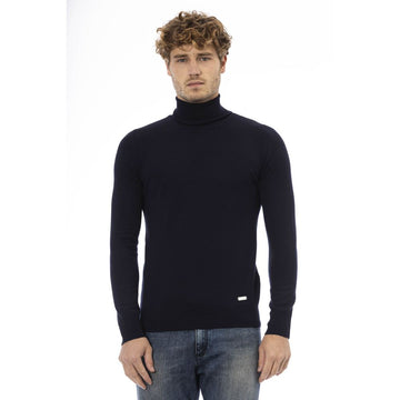 Baldinini Trend Elegant Blue Turtleneck Wool Sweater