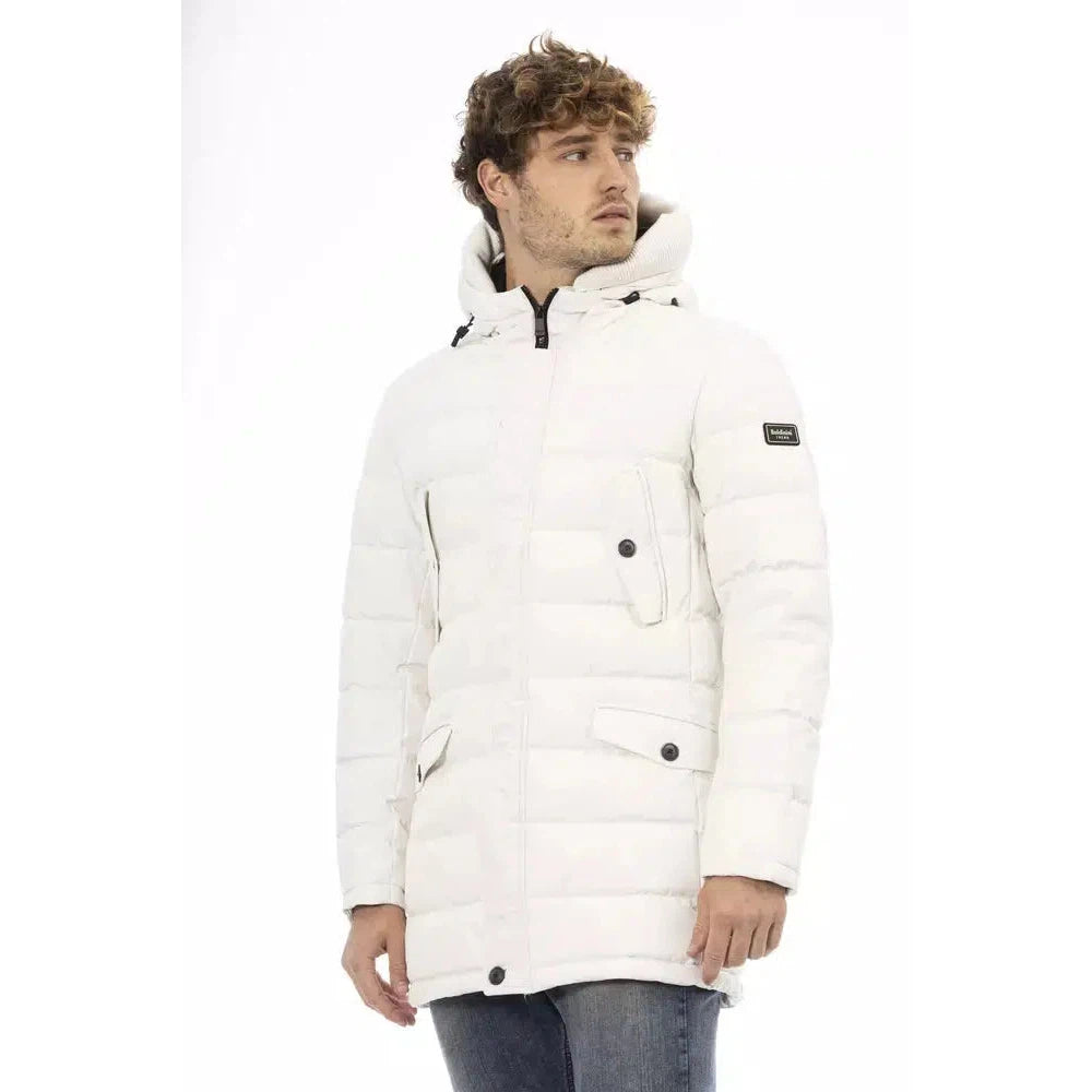 Baldinini Trend Elegant White Hooded Zip Jacket