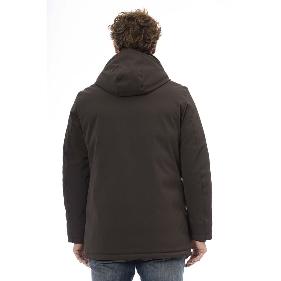 Baldinini Trend Elegant Hooded Zip Jacket in Brown