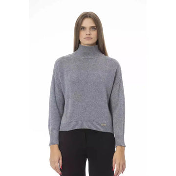 Baldinini Trend Volcanic Charm Gray Neck Sweater