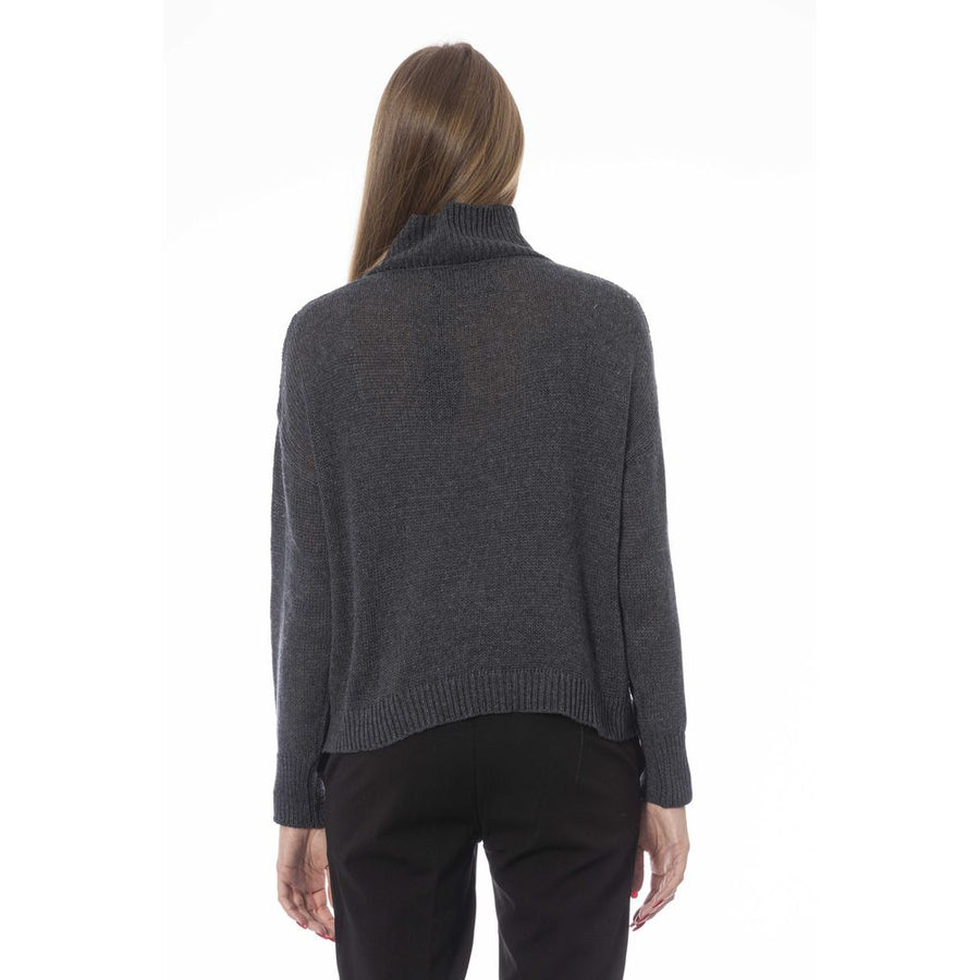Baldinini Trend Chic Volcano Neck Gray Sweater