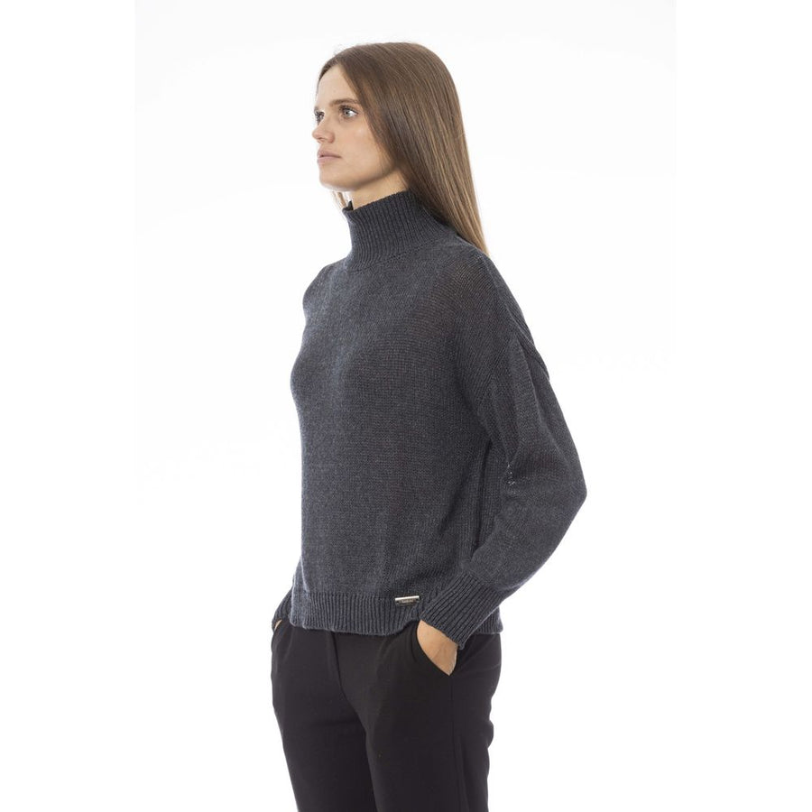 Baldinini Trend Chic Volcano Neck Gray Sweater