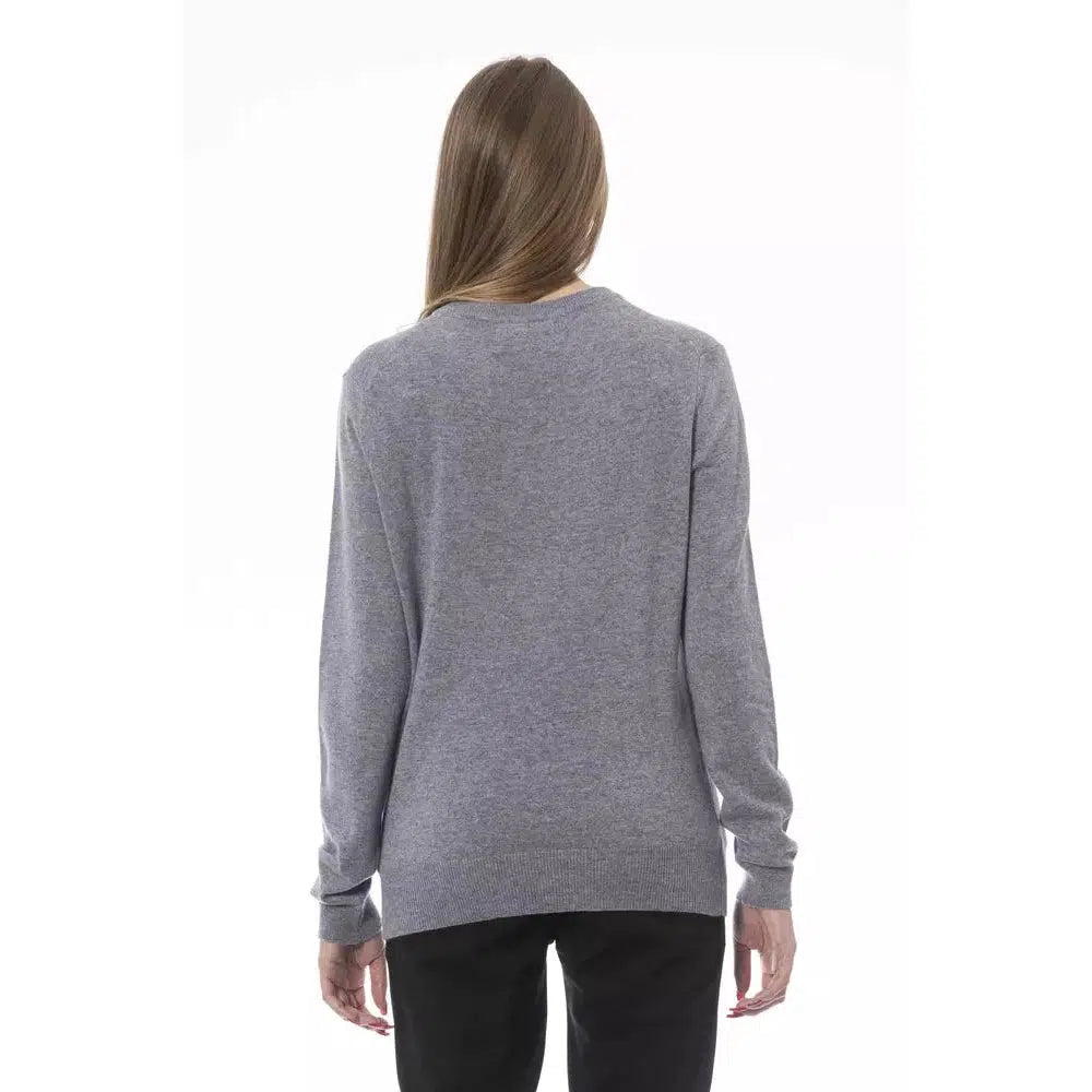 Baldinini Trend Chic V-Neck Cashmere Blend Sweater