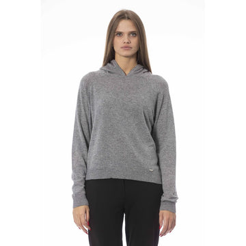 Baldinini Trend Chic Cozy Hooded Knit Sweater in Gray