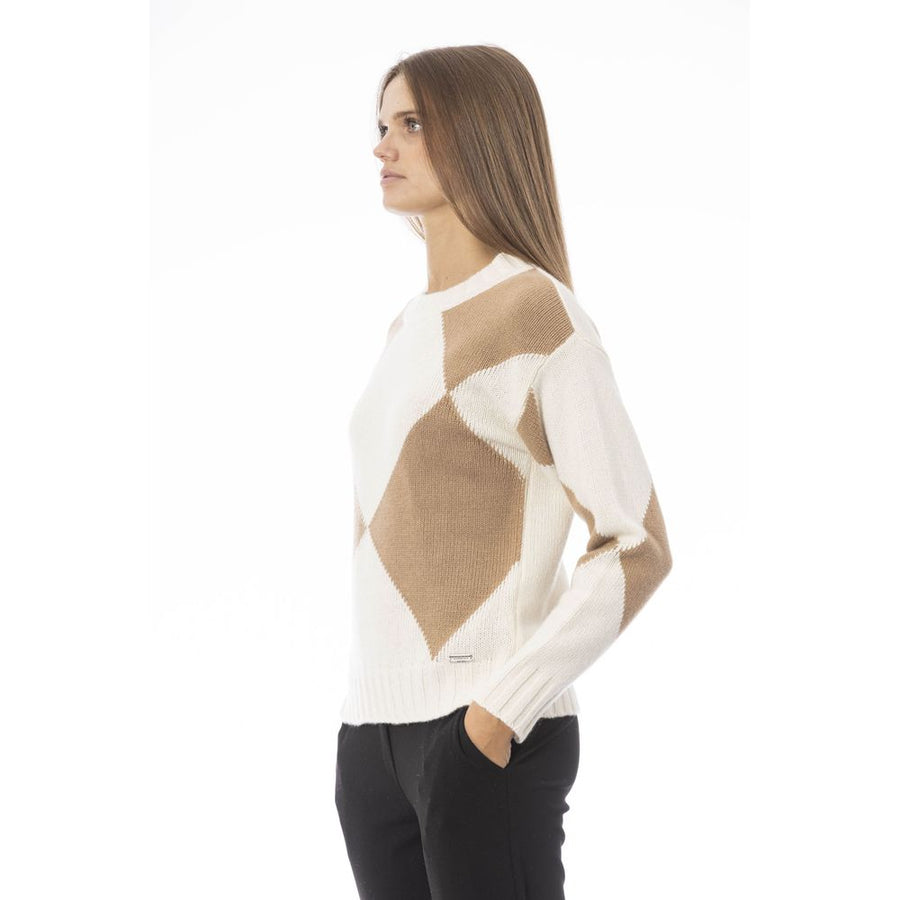 Baldinini Trend Elegant Beige Wool-Blend Boat Neck Sweater