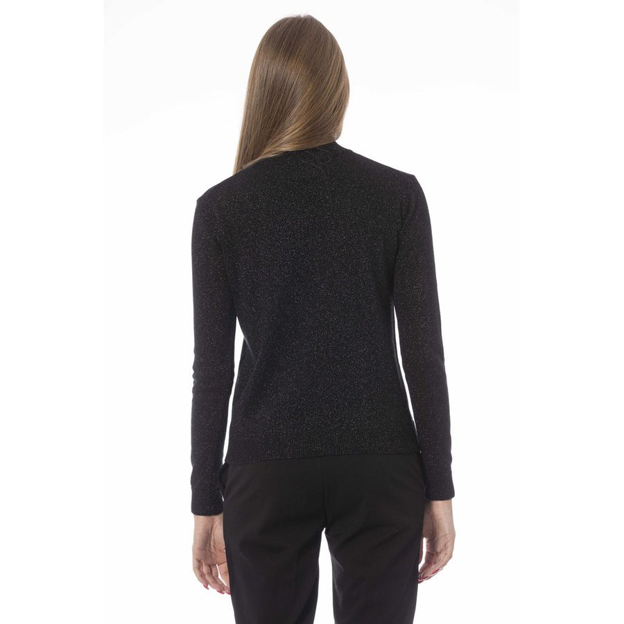 Baldinini Trend Elegant Black Turtleneck Cashmere Blend Sweater