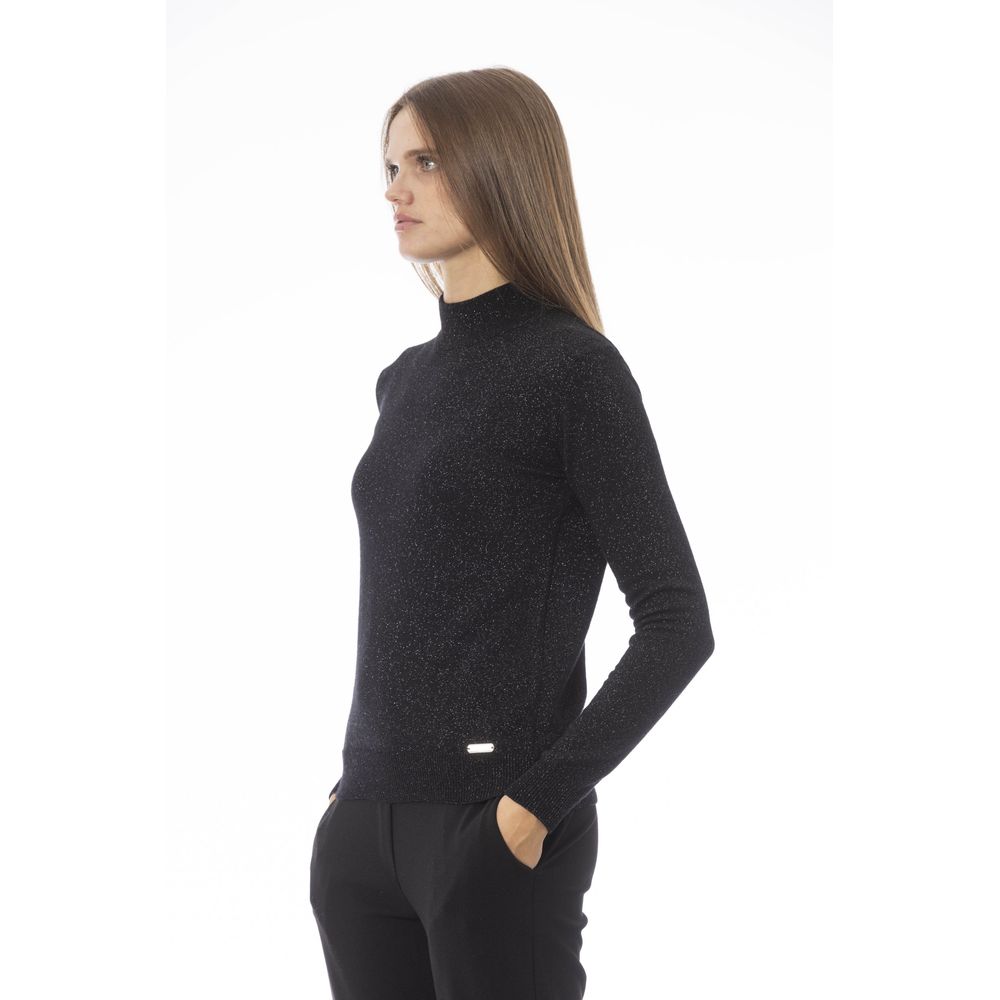 Baldinini Trend Elegant Black Turtleneck Cashmere Blend Sweater