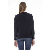 Baldinini Trend Chic Blue Crew Neck Sweater in Wool-Cashmere Blend