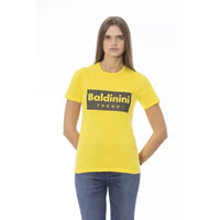 Baldinini Trend Sunshine Yellow Crew Neck Tee with Designer Print
