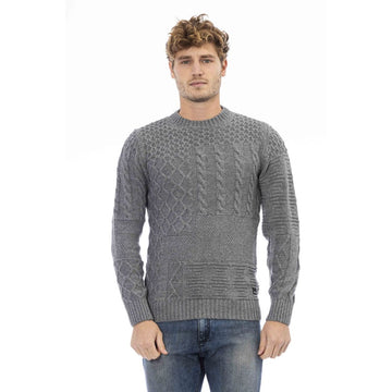Distretto12 Elegant Gray Crewneck Wool Blend Sweater
