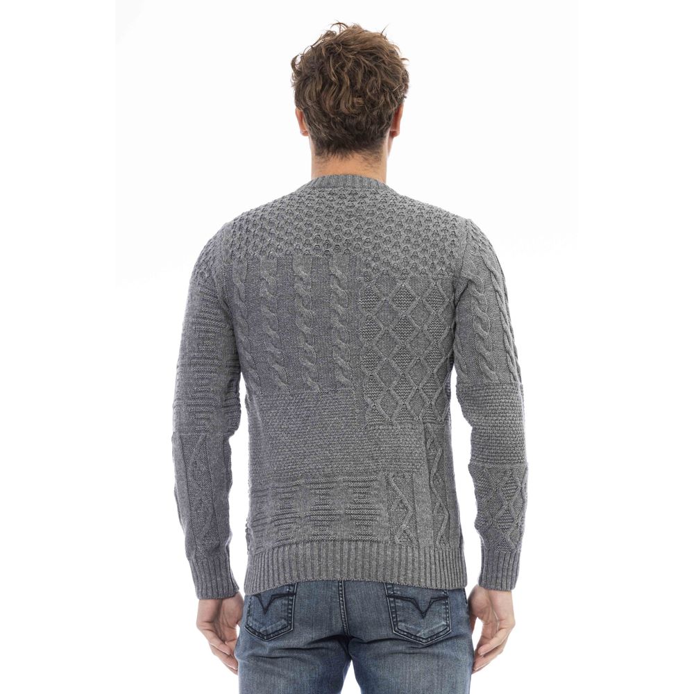 Distretto12 Elegant Gray Crewneck Wool Blend Sweater