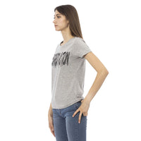 Trussardi Action Elegant Gray Cotton-Blend Tee with Chic Print