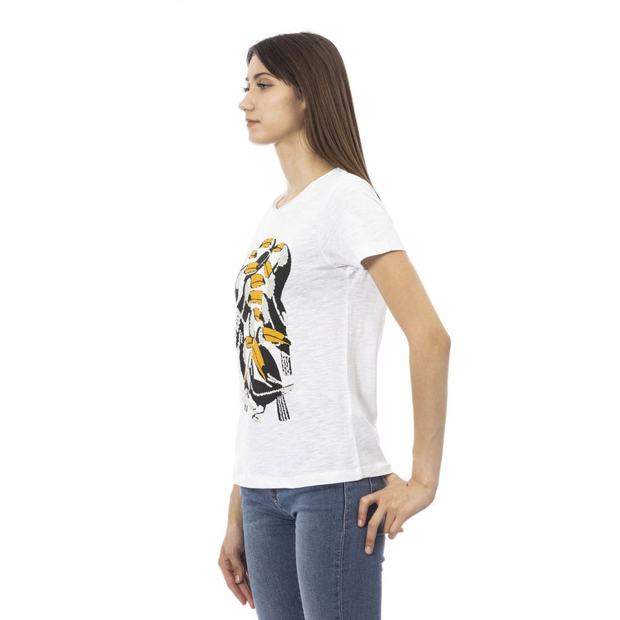Trussardi Action Chic White Short Sleeve Tee with Exclusive Print