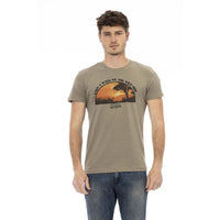 Trussardi Action Sleek Green Short Sleeve Tee with Chic Front Print