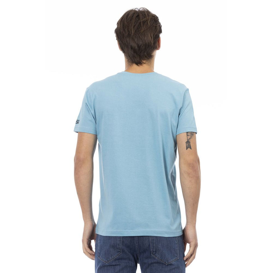 Trussardi Action V-Neck Cotton Blend Tee with Stylish Print
