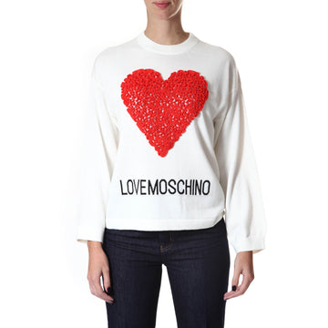 Love Moschino Embossed Heart Wool Blend Sweater