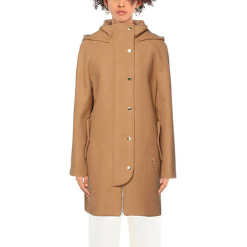 Love Moschino Elegant Brown Wool Blend Coat with Hood
