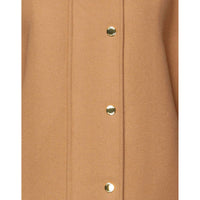 Love Moschino Elegant Brown Wool Blend Coat with Golden Accents