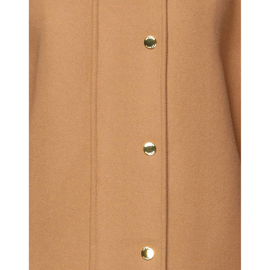Love Moschino Elegant Brown Wool Blend Coat with Golden Accents
