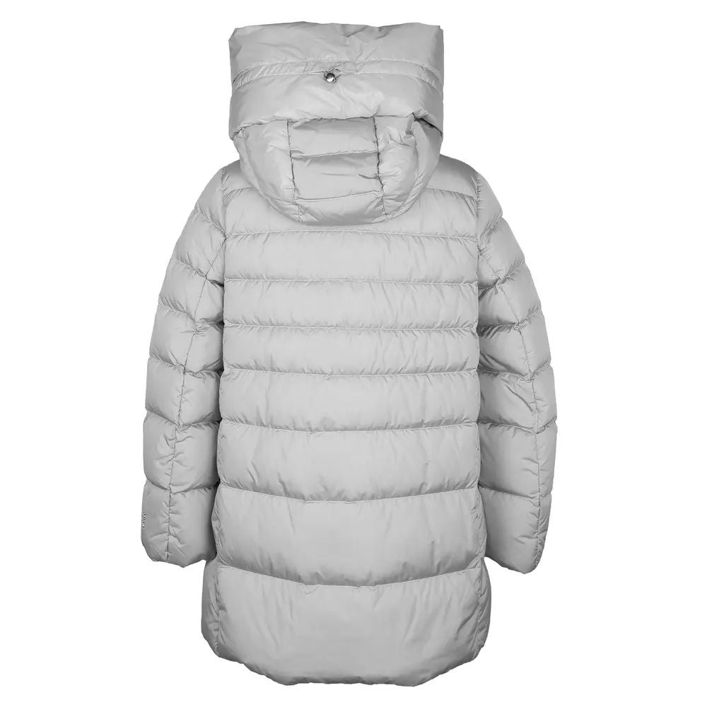 Add Chic Gray High-Collar Down Jacket for Women