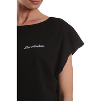 Love Moschino Chic Black Cotton Tee with Heart Details