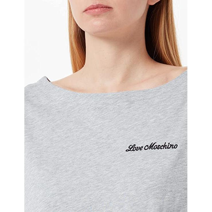 Love Moschino Chic Embroidered Heart Logo Cotton Tee