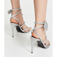 Off-White Dazzling Gray Diamond Buckle Leather Sandals