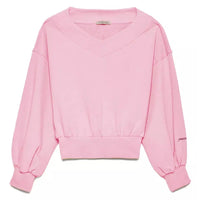 Hinnominate Chic Pink V-Neck Cotton Sweatshirt