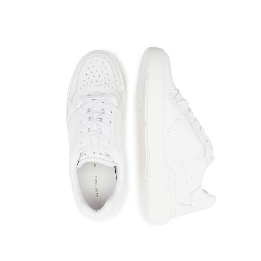 Liviana Conti Elegant White Leather Sneakers with Gold Accents