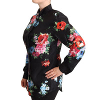 Dolce & Gabbana Elegant Floral Silk-Cotton Polo Blouse