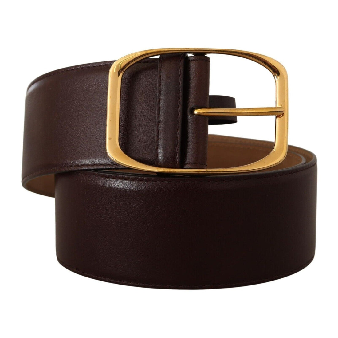 Dolce & Gabbana Elegant Dark Brown Leather Belt with Gold Buckle