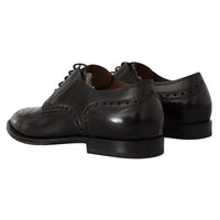 Dolce & Gabbana Black Leather Wingtip Mens Formal Derby Shoes