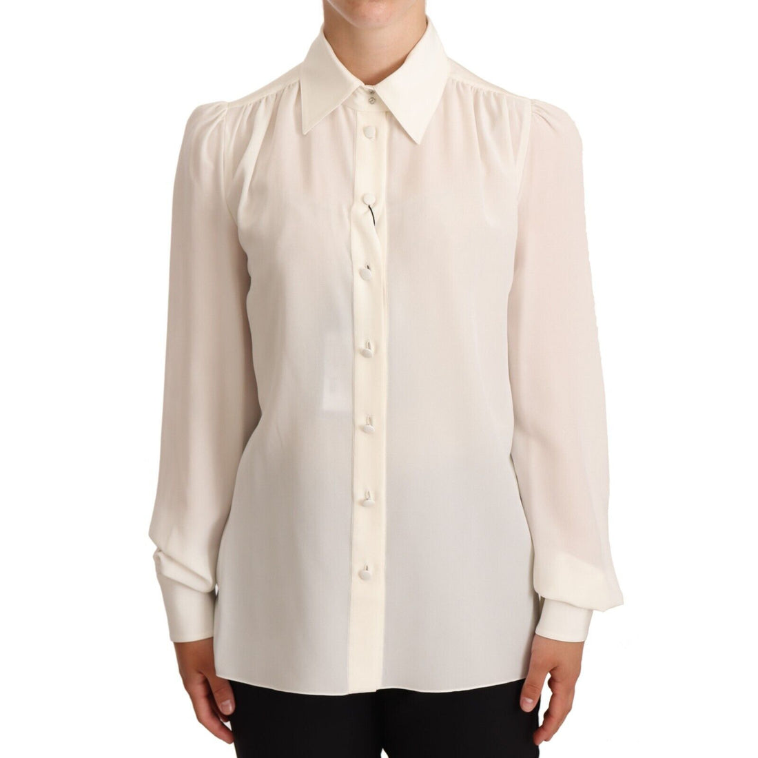 Dolce & Gabbana White Long Sleeve Polo Shirt Top Blouse