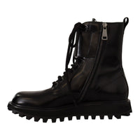 Dolce & Gabbana Black Leather Combat Lace Up Mens Boots Shoes