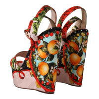 Dolce & Gabbana Multicolor Brocade Platform Heels Sandals Shoes
