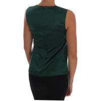 Dolce & Gabbana Dark Green Silk Sleeveless Round Neck Tank Top