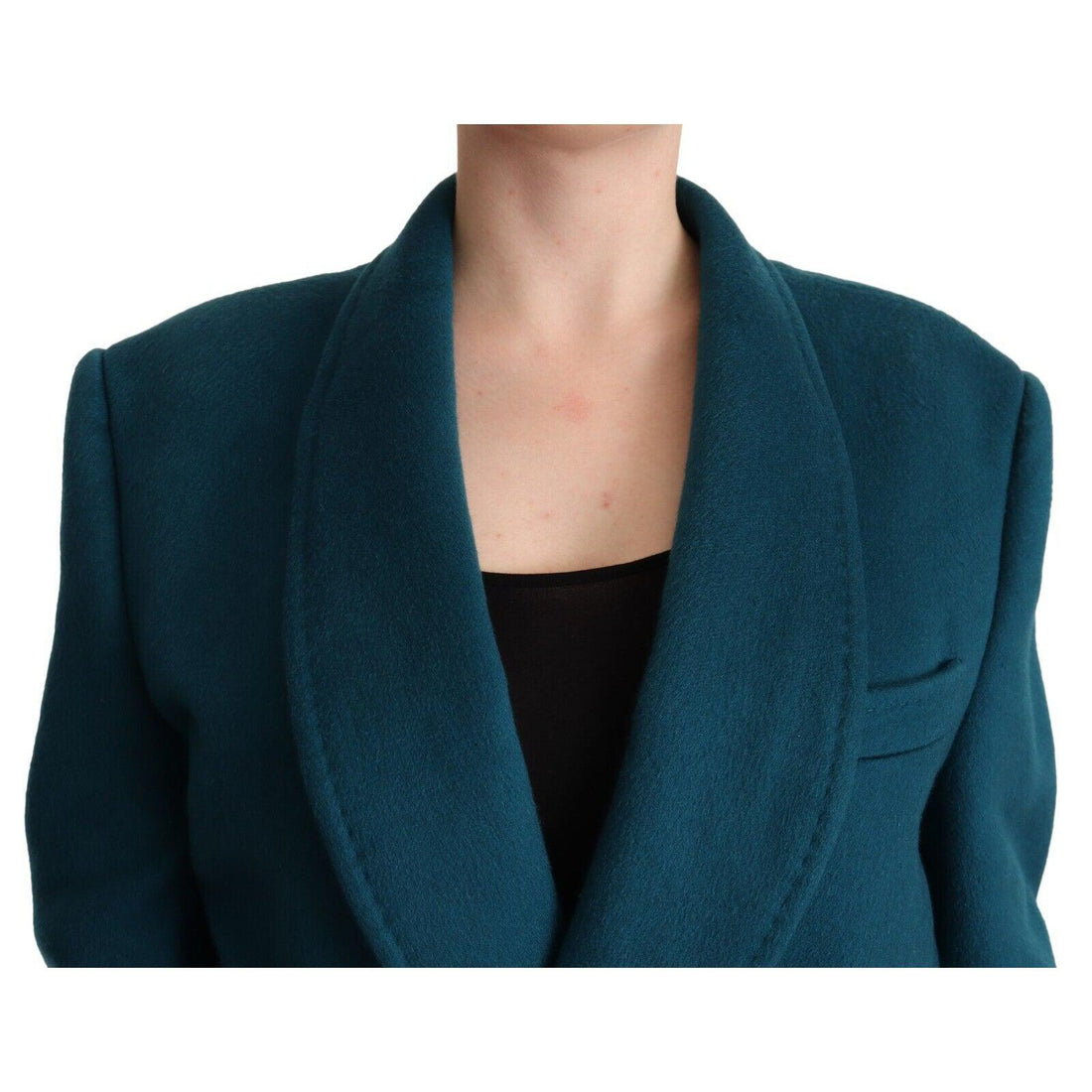 Dolce & Gabbana Elegant Blue Green Wool-Anogra Wrap Coat
