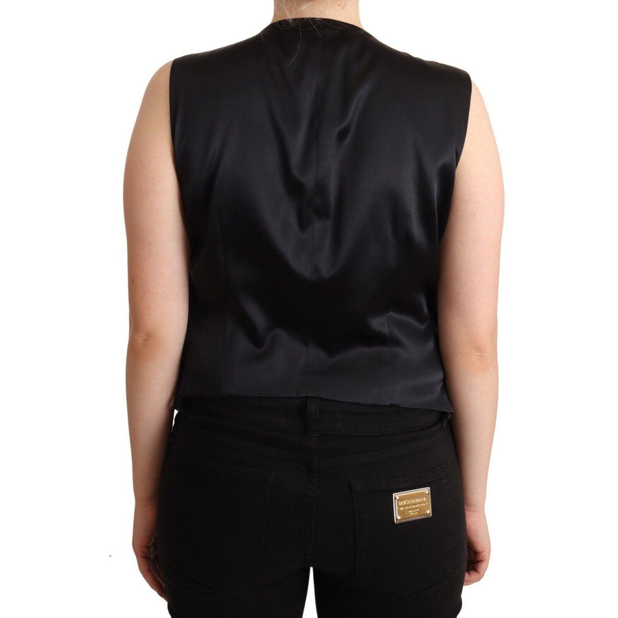 Dolce & Gabbana Black Button Down Sleeveless Vest Waiscoat Top
