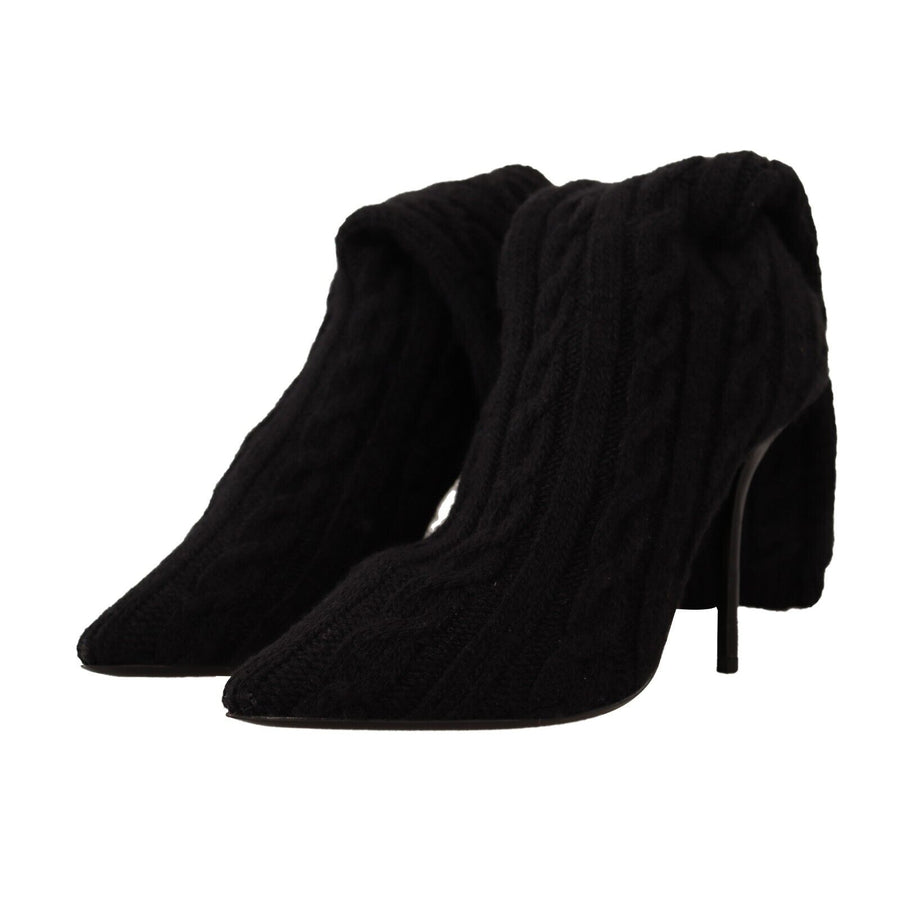Dolce & Gabbana Black Stretch Socks Knee High Booties Shoes