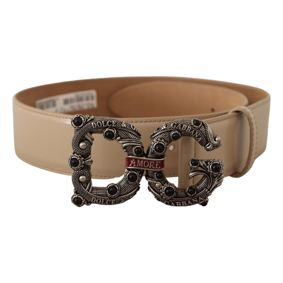 Dolce & Gabbana Vintage-Brass Logo Pearl Embellished Belt